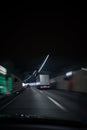 Cars on a highway going through a long modern tunnel Royalty Free Stock Photo