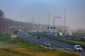 Cars on the A4 highway near the village of Roelofarendsveen and Weteringbrug