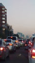 Cars on highway in traffic jam Royalty Free Stock Photo