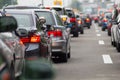 Cars on highway in traffic jam Royalty Free Stock Photo