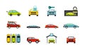 Cars icon set, flat style Royalty Free Stock Photo