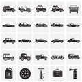 Cars icons set on squares background for graphic and web design. Simple vector sign. Internet concept symbol for website Royalty Free Stock Photo