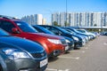 Cars on the intercept parking near metro station Annino in Moscow