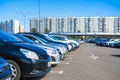 Cars on the intercept parking near metro station Annino in Moscow