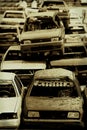 Cars in junkyard Royalty Free Stock Photo