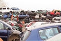 Cars in junkyard Royalty Free Stock Photo