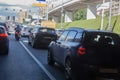 cars leaving tunnel in downtown Royalty Free Stock Photo