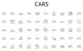 Cars line icons collection. Laptop, Notebook, Tablet, Chromebook, Macbook, Ultrabook, Convertible vector and linear Royalty Free Stock Photo