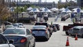 San Diego CA USA - January 27 2020: Cars line up to enter Covid-19 vaccination superstation at Petco Park