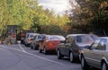 Cars Lined Up At Entry To Acadia National Park