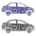 Cars made from clouds of words.