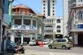 Cars on the main street at Chinatown in George Town, Malaysia Royalty Free Stock Photo