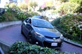 Cars maneuvering down the Lombard Street, Crooked Street, Francisco