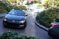 Cars maneuvering down the Lombard Street, Crooked Street, Francisco