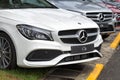 Cars of the Mercedes brand exhibited at the Trade Fair of Gijon in 2018