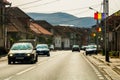 Cars motion in morning traffic in Bihor, Romania, 2021