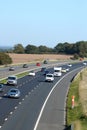 Cars on motorway M55 in countryside, Lancashire Royalty Free Stock Photo