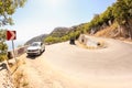 Cars on a mountain serpentine