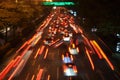 Cars move quickly during rush hour Royalty Free Stock Photo