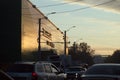 Cars moving on the road in city in early morning Royalty Free Stock Photo