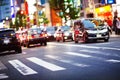 Cars moving on the urban road at dusk Royalty Free Stock Photo