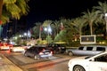 The cars are near The Ritz Carlton hotel on Walk at Jumeirah Beach Residence Royalty Free Stock Photo