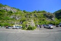 Cars parked in Cheddar Gorge
