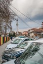 Cars parked in front of Mosque in Ohrid