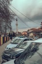 Cars parked in front of Mosque in Ohrid