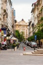 Cars parked at narrow street of Budapest Royalty Free Stock Photo