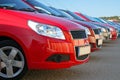Cars parked in a row Royalty Free Stock Photo