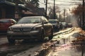 cars parked on the side of the road