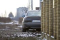 Cars parked on the side of the street Royalty Free Stock Photo