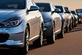 Cars parked on the side of the street, generative AI Royalty Free Stock Photo