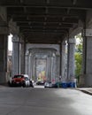 Cars Parked under George Washington Memorial Bridge in Freemont, Seattle, Washington, USA