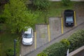 Cars parking in asphalt