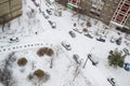 Cars in parking are covered snow Royalty Free Stock Photo