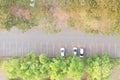 Cars parking lot area aerial view by drone.empey parking lot outdoors in the city Royalty Free Stock Photo