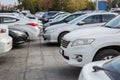 Cars in the Parking Lot in the City Royalty Free Stock Photo