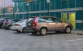 Cars in the parking lot in front of office building Royalty Free Stock Photo