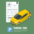 Cars in the parking lot and Parking tickets. Public car-park. Royalty Free Stock Photo