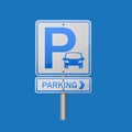 Cars parking sign and directing to parking. Royalty Free Stock Photo