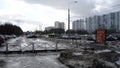 Cars in the Parking and transport on the highway in winter Moscow Royalty Free Stock Photo