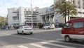 Cars passing a pedestrian crossway in Bishkek