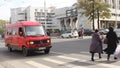 Cars passing a pedestrian crossway in Bishkek