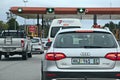 Cars passing through the Tsitsikamma toll gate on the N2 national road Royalty Free Stock Photo