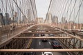 Cars & Pedestrians on Brooklyn Bridge, New York City Royalty Free Stock Photo