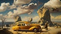 Cars in pictures. Each picture shows regression into the environment, AI generated