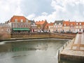 Cars on a pier in the Dutch town of Heusden.