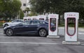 Cars recharging at Tesla stations on Florida Turnpike Royalty Free Stock Photo